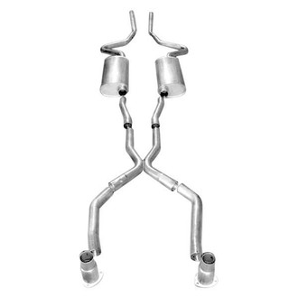 Stainless Works® - 304 SS Turbo Chambered Dual Header-Back Exhaust System with Split Rear Exit