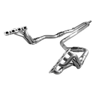 Stainless Works® - 304 SS Mill Long Tube High Flow Catted Exhaust Header Assembly with Factory Connect Y-Pipe