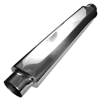 Stainless Works® - Smooth 304 SS Oval Gray Exhaust Muffler (2" Center ID, 2" Center OD)