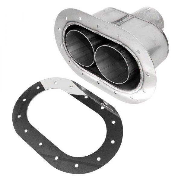 Stainless Works® - 304 SS Teardrop Through-Body Oval Straight Cut Polished Exhaust Tip with Tubes