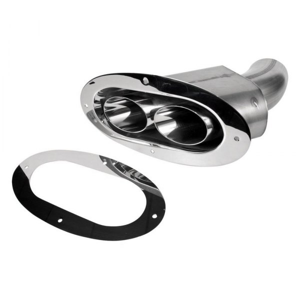 Stainless Works® - 304 SS Teardrop Through-Body Oval Angle Cut Polished Exhaust Tip with Tubes