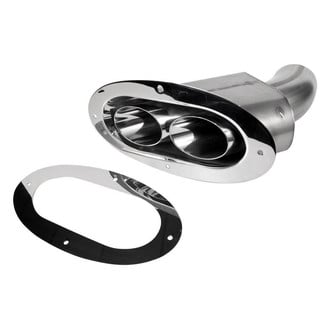 Stainless Works® - 304 SS Teardrop Through-Body Oval Angle Cut Weld-On Polished Exhaust Tip with Tubes (3" Inlet)