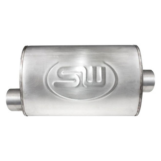 Stainless Works® - 304 SS Oval Turbo S-Tube Gray Exhaust Muffler (2" Offset ID, 2" Center OD, 14" Length)