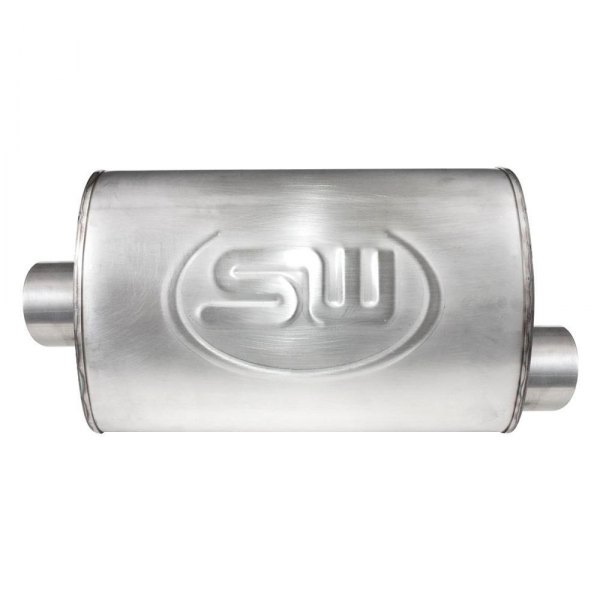 Stainless Works® - 304 SS Oval Turbo Chambered Gray Exhaust Muffler