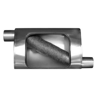 Stainless Works® - 304 SS Oval Turbo S-Tube Gray Exhaust Muffler (2.25" Center ID, 2.25" Center OD, 14" Length)