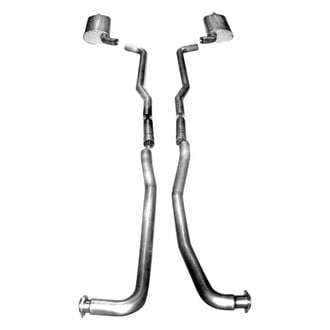 Stainless Works® - 304 SS Turbo S-Tube Dual Header-Back Exhaust System with Split Rear Exit