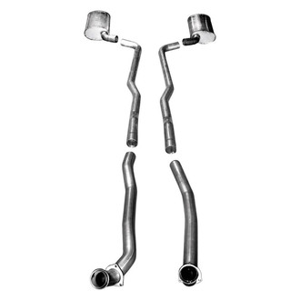 Stainless Works® - 304 SS Turbo S-Tube Dual Header-Back Exhaust System with Split Rear Exit