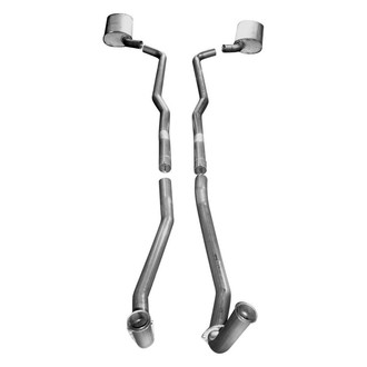 Stainless Works® - 304 SS Turbo S-Tube Dual Header-Back Exhaust System with Split Rear Exit