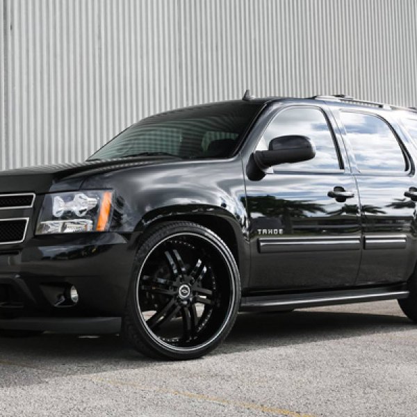 STATUS® - KNIGHT Black with Machined Stripe on Chevy Tahoe