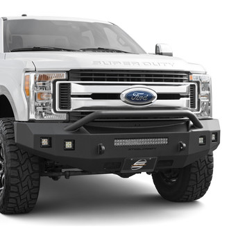 SteelCraft® - Fortis Full Width Textured Black Front HD Bumper with Hoop