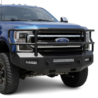 SteelCraft® - Fortis Maxx Full Width Black Front HD Bumper with Brush Guard