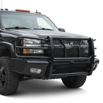 SteelCraft® - Full Width Black Front HD Bumper with Brush Guard and Hitch Receiver