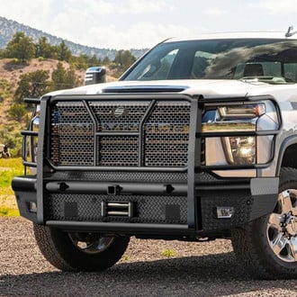 SteelCraft® - Full Width Front Winch HD Bumper with Brush Guard and Hitch Receiver