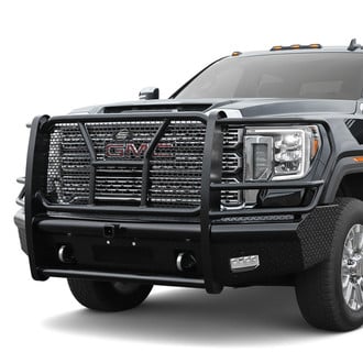 SteelCraft® - Full Width Black Front HD Bumper with Brush Guard and Hitch Receiver