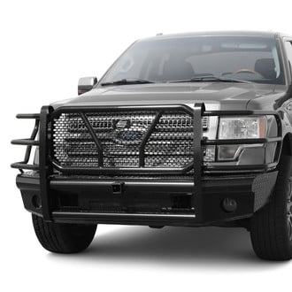SteelCraft® - Full Width Black Front HD Bumper with Brush Guard and Hitch Receiver