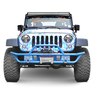 Steinjager® - Full Width Playboy Blue Front Winch Tubular Bumper with Hoop