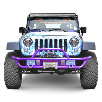 Steinjager® - Full Width Sinbad Purple Front Winch Tubular Bumper with Hoop