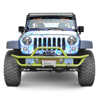Steinjager® - Full Width Gecko Green Front Winch Tubular Bumper with Hoop
