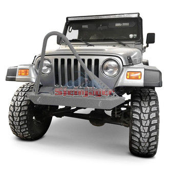 Steinjager® - Stubby Gray Hammertone Front Winch HD Bumper with Stinger