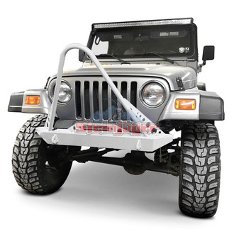 Steinjager® - Stubby Cloud White Front Winch HD Bumper with Stinger