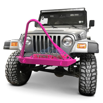 Steinjager® - Stubby Hot Pink Front Winch HD Bumper with Stinger