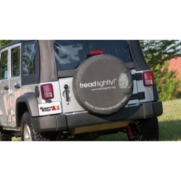 Steinjager® - 35"-36" Black Spare Tire Cover with Tread Lightly