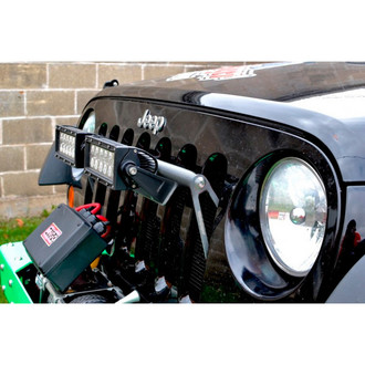Steinjager® - External Grille Mounted Cree 8" 2x36W Rectangular Gray Hammertone Housing Combo Spot/Flood Beam LED Lights and Brackets
