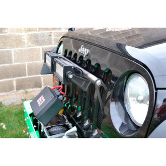 Steinjager® - External Grille Mounted Cree 8" 2x36W Rectangular Textured Black Housing Combo Spot/Flood Beam LED Lights and Brackets