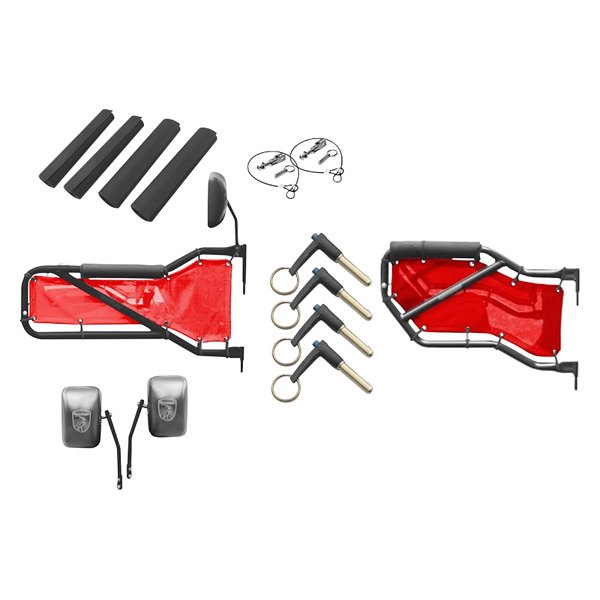 Steinjager® - Black Front and Rear Tube Door Kit with Red Mesh