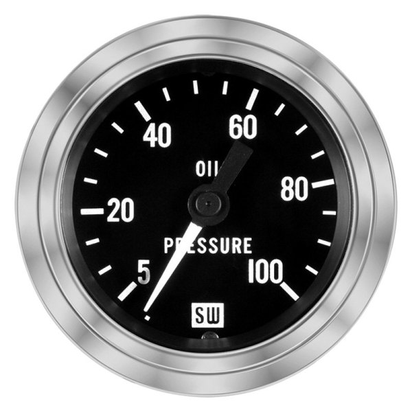 Stewart Warner® - Deluxe Series 2-1/16" Mechanical Oil Pressure Gauge, 5-100 PSI
