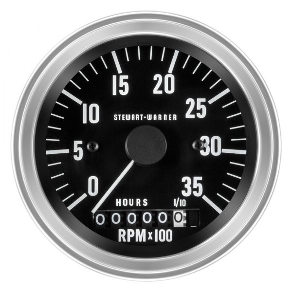 Stewart Warner® - Deluxe Series 3-3/8" Electrical Tachometer with Hourmeter, 3500 RPM