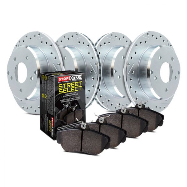  StopTech® - Select Sport Drilled and Slotted 1-Piece Front and Rear Brake Kit