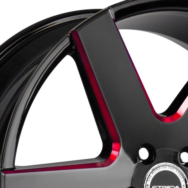 Strada Coda Gloss Black Milled - 20X8.5-5x114.3 Bolt Pattern, 35mm Offset STRADA® CODA Wheels - Gloss Black with Milled Accents Rims