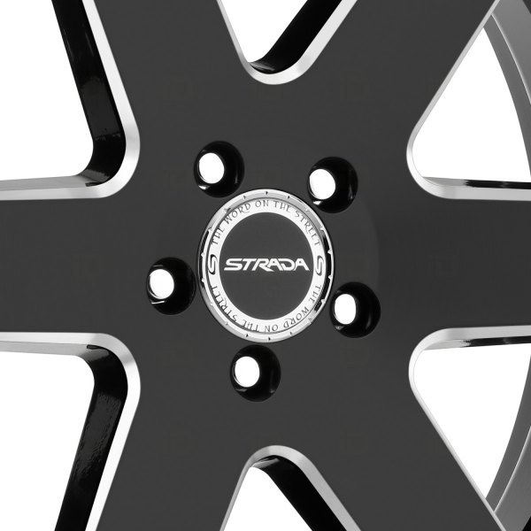 Strada Coda Gloss Black Milled - 20X8.5-5x114.3 Bolt Pattern, 35mm Offset STRADA® CODA Wheels - Gloss Black with Milled Accents Rims