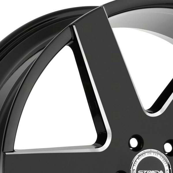 Strada Coda Gloss Black Milled - 20X8.5-5x114.3 Bolt Pattern, 35mm Offset STRADA® CODA Wheels - Gloss Black with Milled Accents Rims