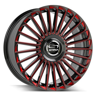 STRADA® - MARTELLO Gloss Black with Candy Red Milled Accents