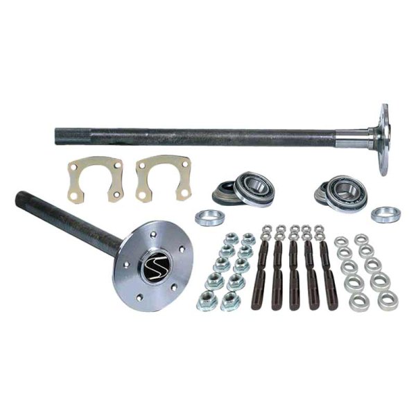 Strange® - Alloy Front Passenger Side Axle Package with Axle Bearings, Retainer Plates and Studs