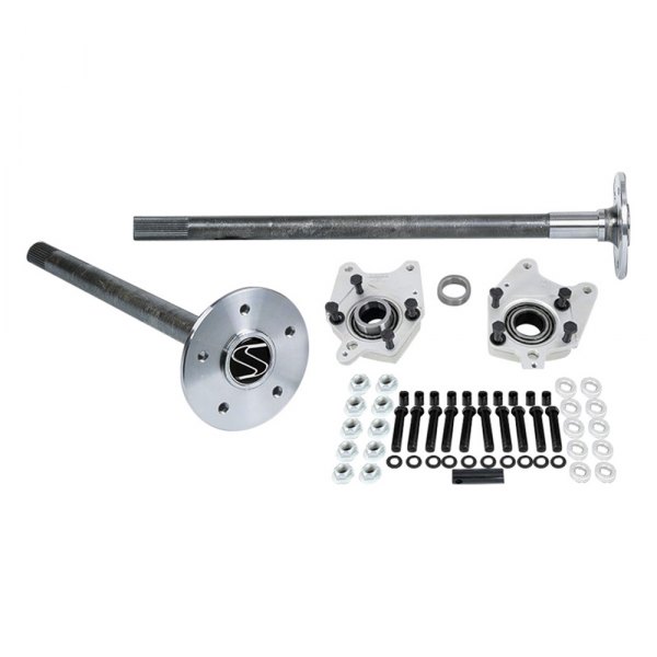 Strange® - Alloy Front Passenger Side Alloy Axle Package with C-Clip Eliminator Kit and Studs