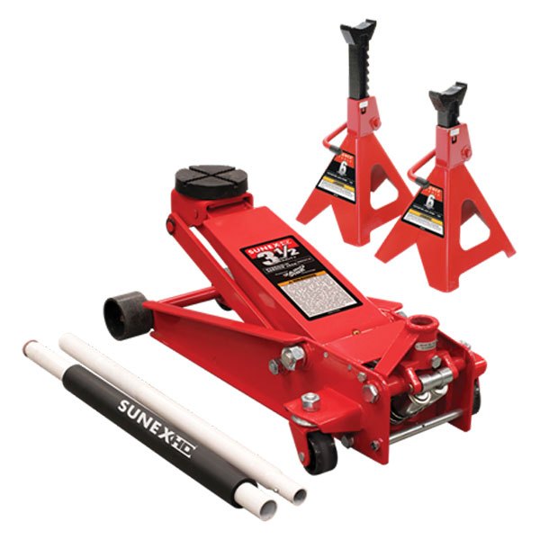 Sunex® - 3.5 t 3.9" to 14.2" Air/Hydraulic Service Jack with 2 Pieces 6 t Jack Stands