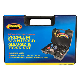 Supercool® - Aluminum R-134a Manifold Gauge Set with 72" Hoses and Premium Couplers