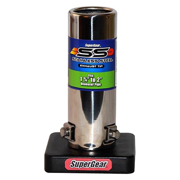 Superior Automotive® - SuperGear™ SS Series Stainless Steel Round Rolled Edge Straight Cut Single-Wall Chrome Plated Exhaust Tip