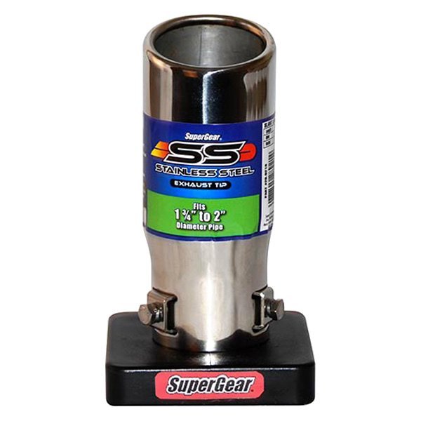 Superior Automotive® - SuperGear™ SS Series Stainless Steel Round Rolled Edge Angle Cut Single-Wall Chrome Plated Exhaust Tip