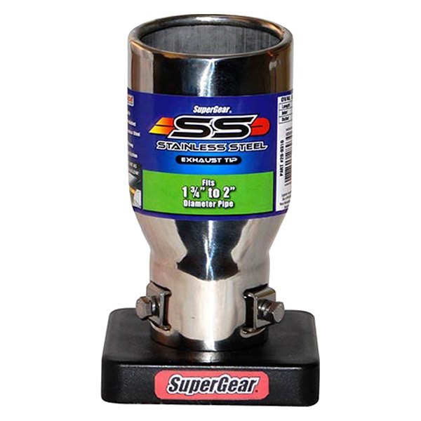 Superior Automotive® - SuperGear™ SS Series Stainless Steel Oval Rolled Edge Angle Cut Single-Wall Chrome Plated Exhaust Tip