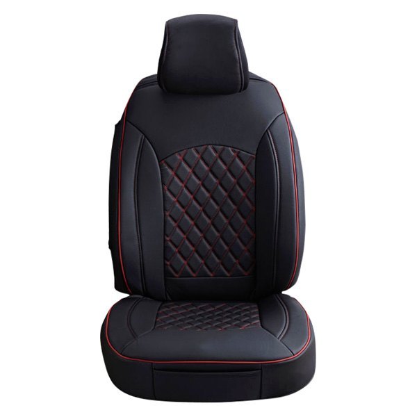  Superlamb® - 3D Design PVC 1st Row Black with Red Diamond Stitching Seat Covers