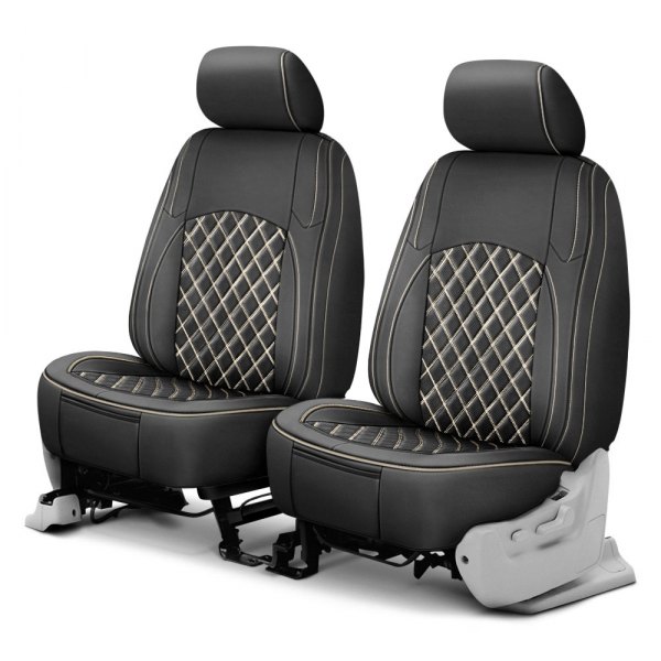 Superlamb® - Leatherette Diamond Insert 1st Row Black with Silver Seat Covers