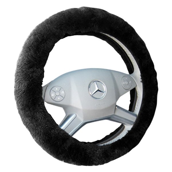Superlamb® - Sheepskin Black Steering Wheel Cover