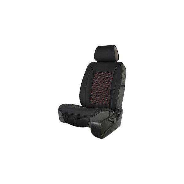  Superlamb® - Easy Fit Leatherette 1st Row Black with Red Stitching Seat Wraps