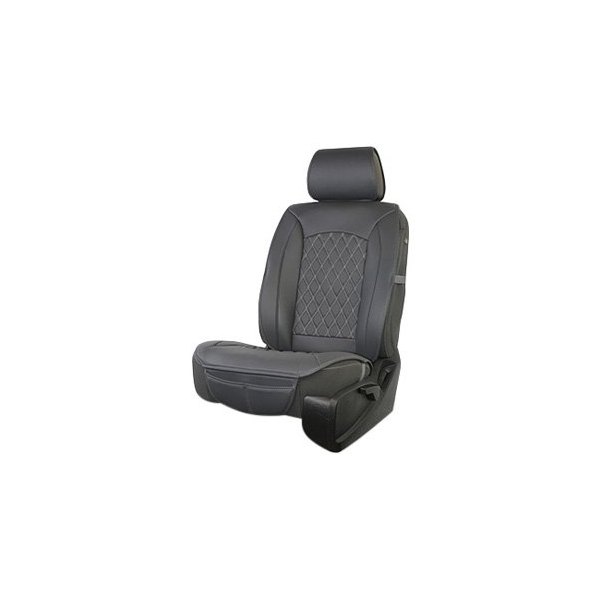  Superlamb® - Easy Fit Leatherette 1st Row Charcoal with Silver Stitching Seat Wraps