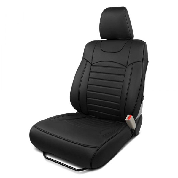  Superlamb® - Leatherette Solid Design 1st Row Black Seat Covers