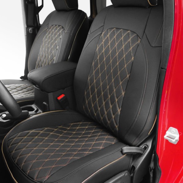  Superlamb® - Leatherette Diamond Insert 1st Row Black with Silver Seat Covers